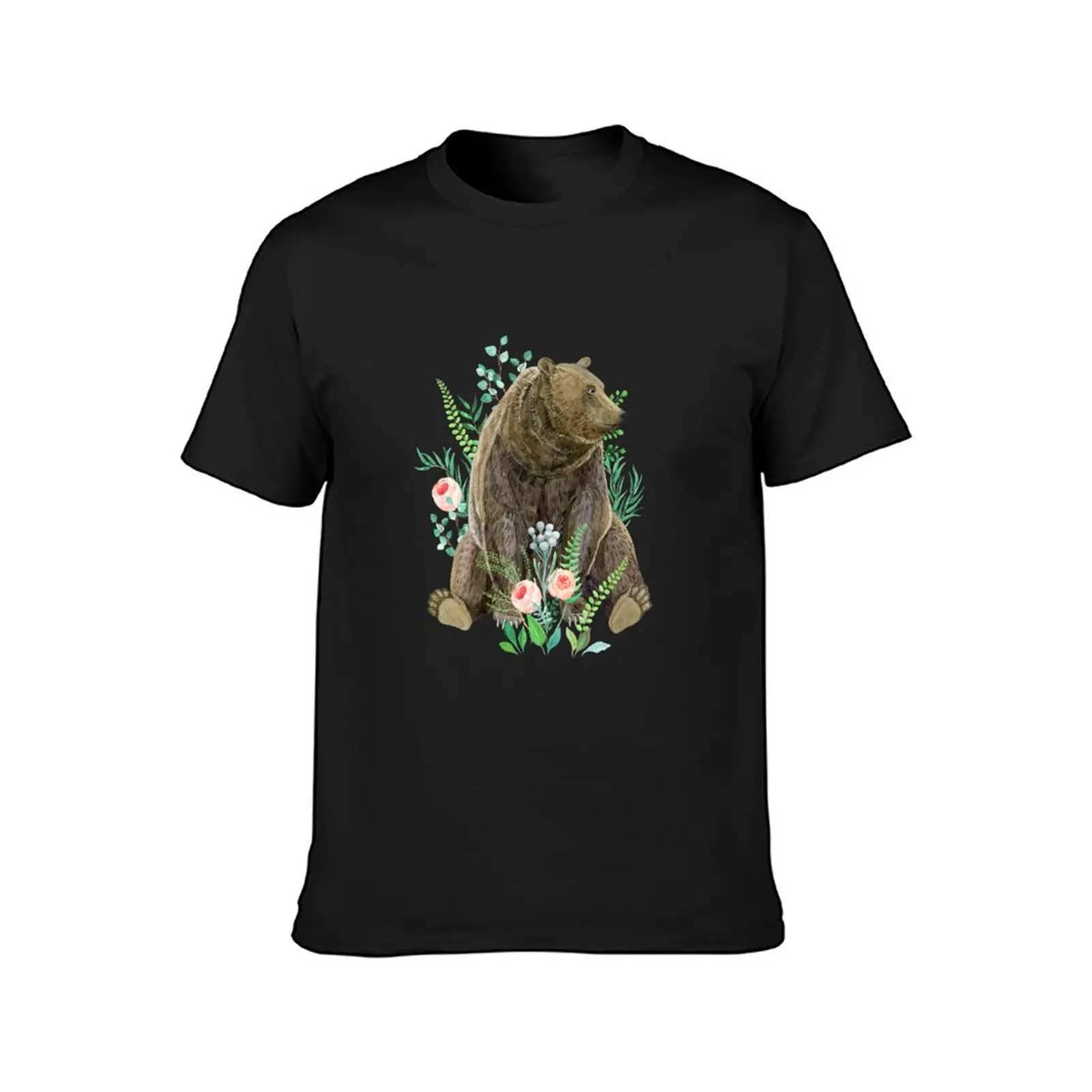 bear sitting in the forest T-Shirt Blouse quick drying summer tops shirts graphic tees mens funny t shirts