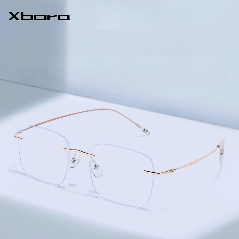 

Xbora Titanium Glasses Frame Men Brand Design Square Rimless Frameless Eyeglasses Women Ultralight-Weight Japanese Eyewear 18320