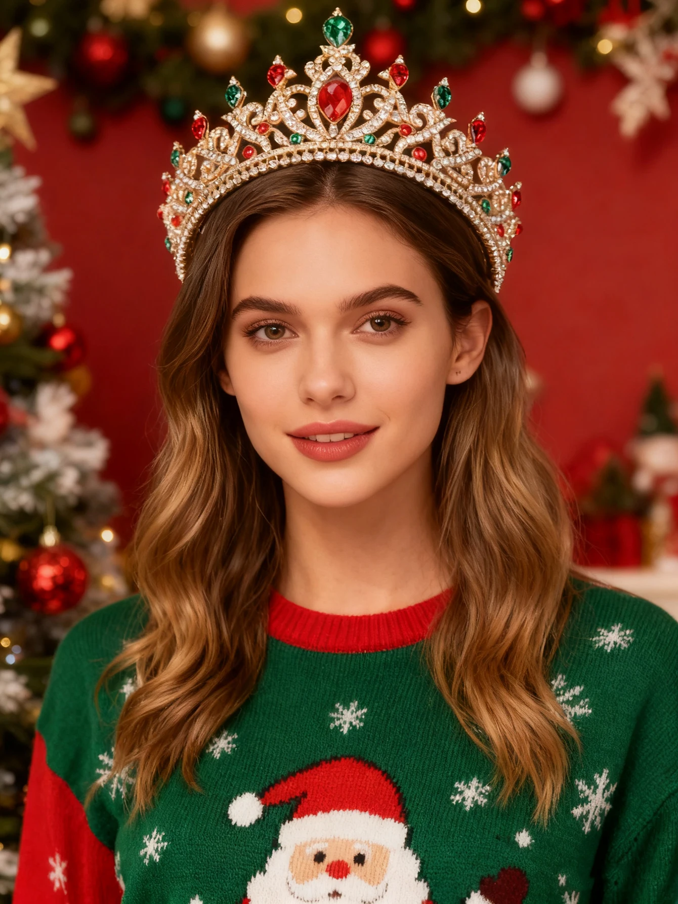 

Инкрустированный бриллиантами рождественский аксессуар для волос с короной оленя, простой модный праздничный головной убор для женщин