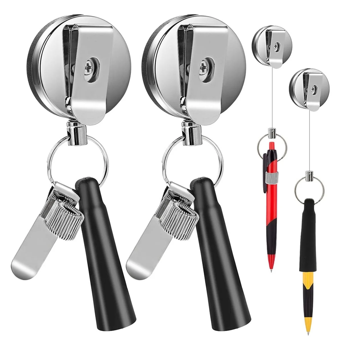 2 Pack Heavy Duty Retractable Pull Pen Pencil Holder Universal Retractable Lanyard Pen for Carpenters,Nurses,Waitresses