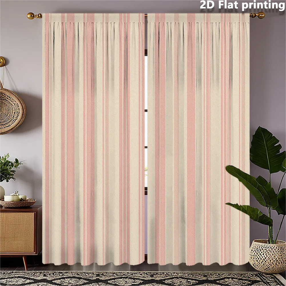 2-teilige große beige-rosa gestreifte Vorhänge für Wohnzimmer, Schlafzimmer, Fensterbehandlung, Lichtfilter, Vorhangpaneele, neutrales vertikales Design