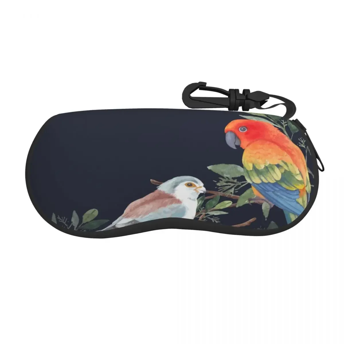 Portable Eyewear Case Cover Bird Finch Sun Conure Leaves Sunglasses Soft Glasses Box With Lanyard Zipper Eyeglass Protector