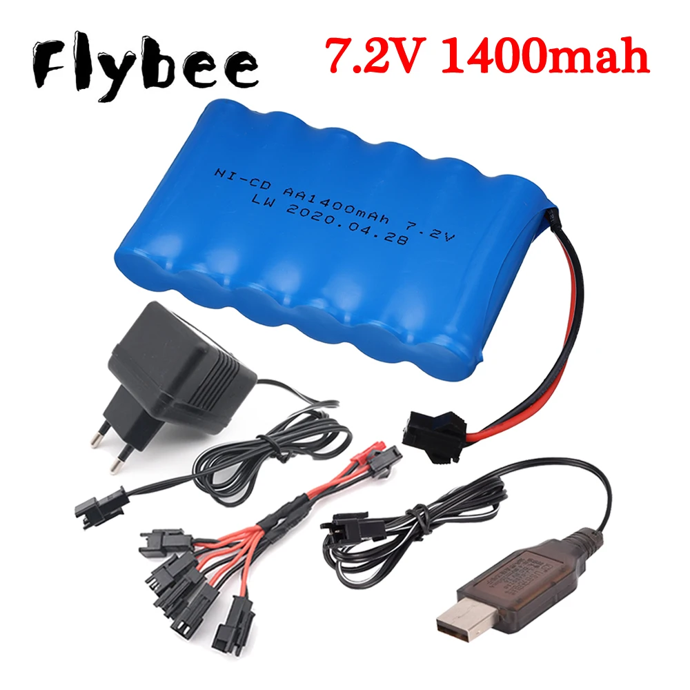 7.2V 1400mAh Ni-MH rechargable battery for RC Car Trucks Boats Tanks Parts nimh AA 7.2 v 1400 mah battery SM plug with charger