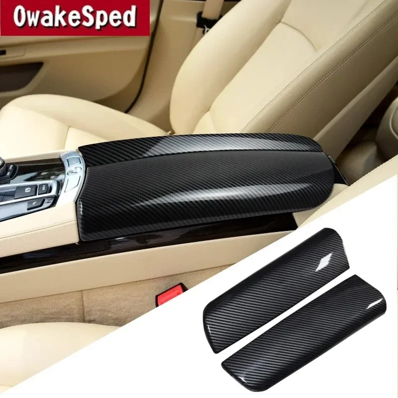 

Car Console Armrest Storage Box Panel Cover For BMW 7 Series F01 F02 2009-2015 Carbon Fiber Pattern Decoration Trim Accessories