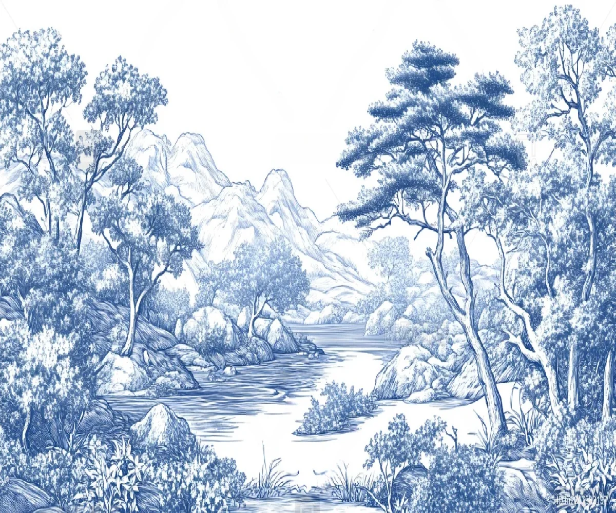 Customized Size Mural Tropical Forest Landscape Wallpaper Blue Forest Decorative Painting Jungle Forest Wall Stickers wallpaper