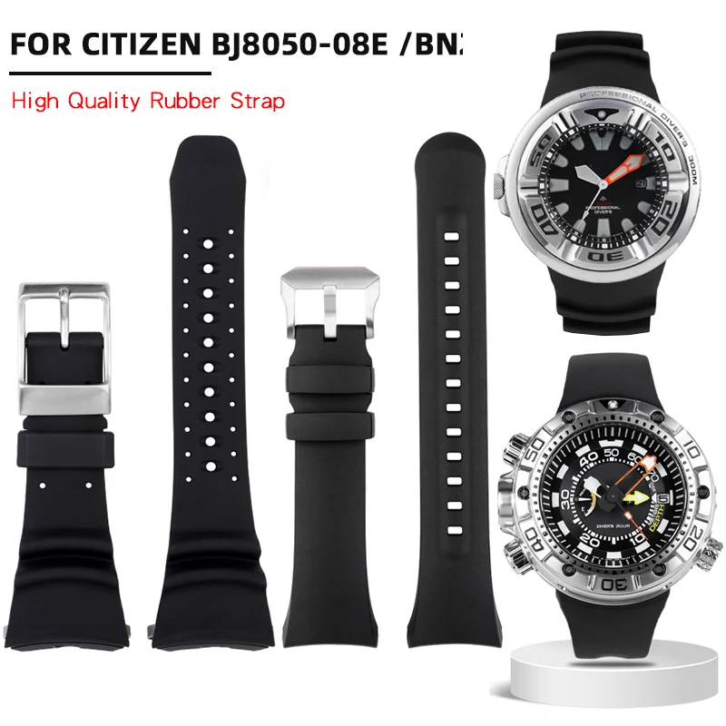 For Citizen BJ8050 BJ8050-08E little monster Steel Lug Head black Rubber strap big monster BN2029 silicone watchband Bracelet