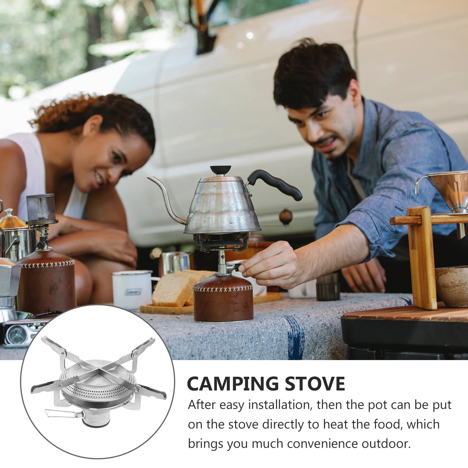 

1Pcs Outdoor Stove Portable Camping Gas Stove Stainless Steel Lightweight Furnace for Picnic Hiking Cooking Multi-Function