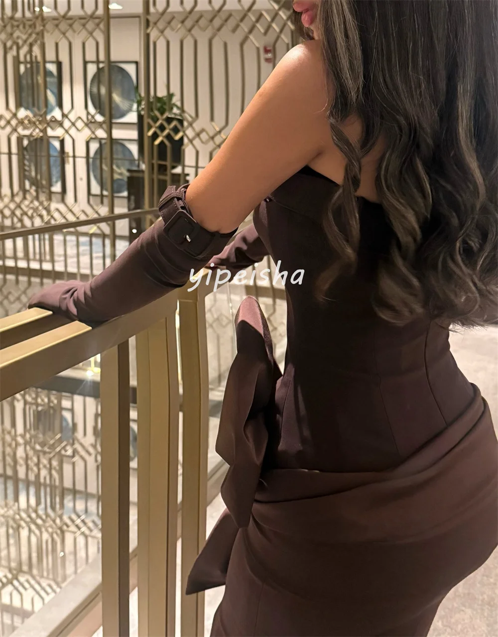 Vestidos largos sin tirantes de sirena con lazo y faja plisada de Jersey Sexy a la moda personalizados vestidos para ocasiones a medida tamaños disponibles formales