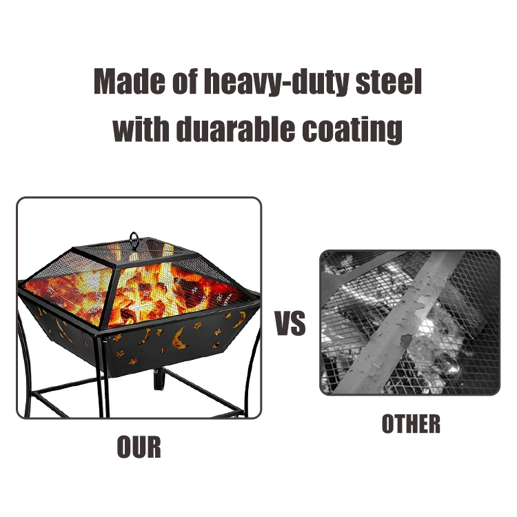 forHOMFUL Outdoor Garden Portable Fire Pit Courtyard Metal Steel Bowl Fire Pit