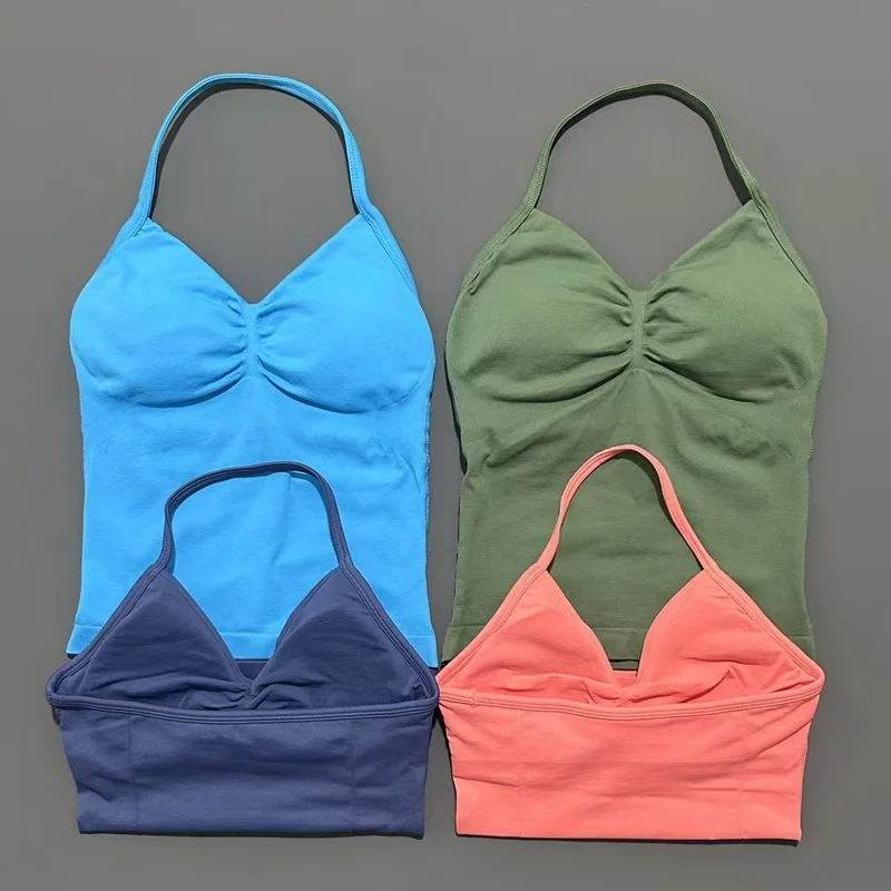 HISTELLO Impact Longline Strappy Top Sports Yoga Vest Women Fitness Tank Top Gym Beautiful Open Back Bra Running Workout Halter image 5