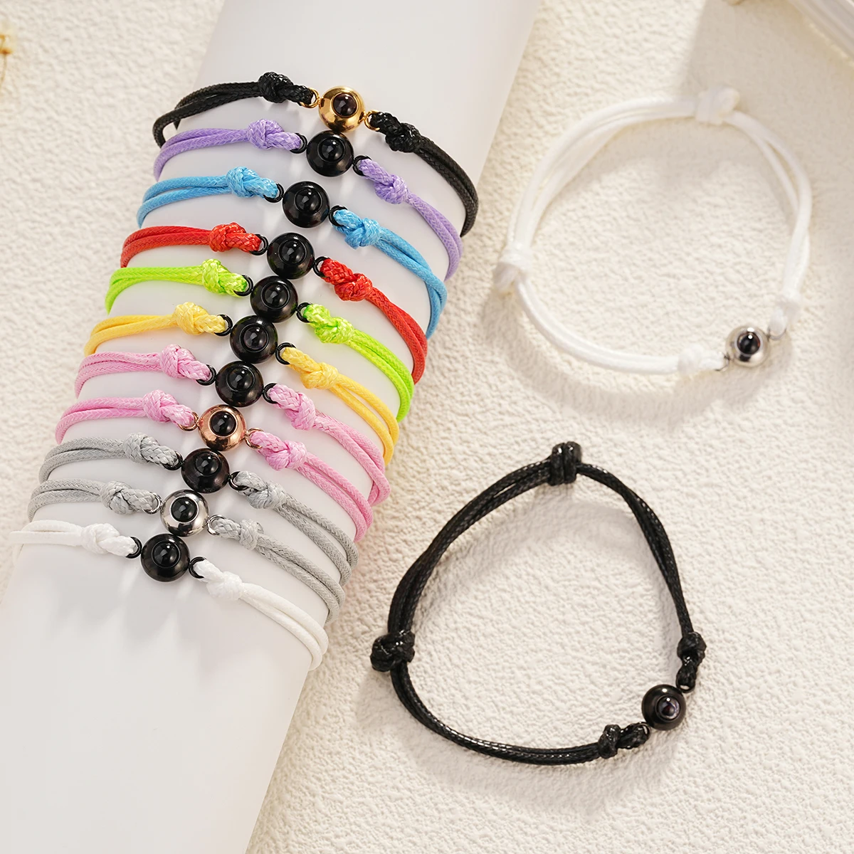 Wholesale New Projection Bracelets Stainless Circle Photo  Bracelet Customized Colorful Woven Projection Bracelet Adjustable