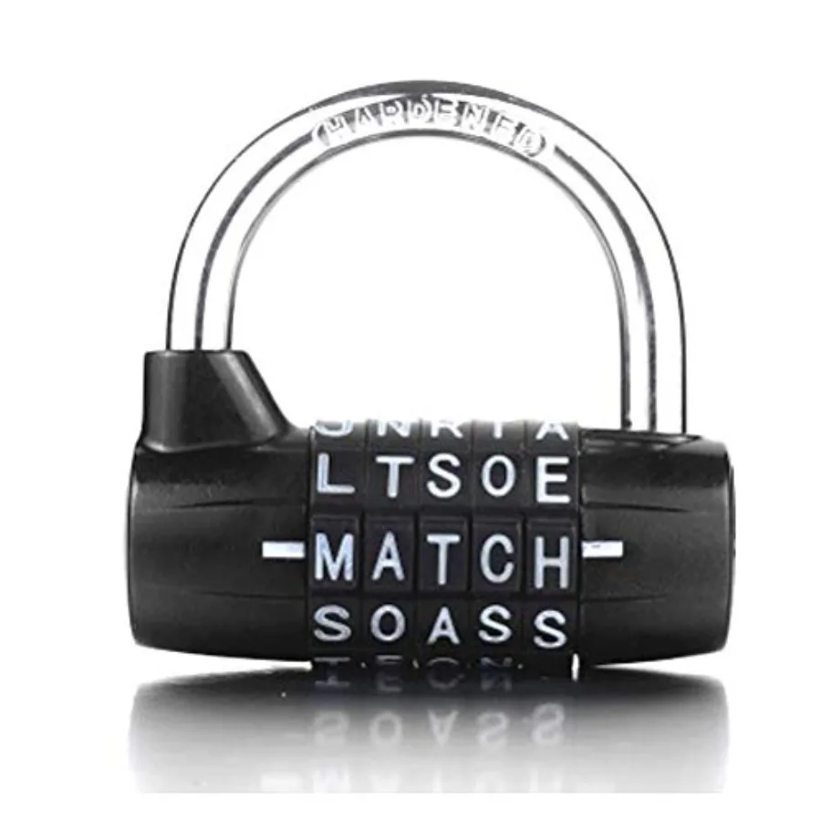 

Padlock, combination padlock, 5 dial padlock, 5 letter lock, 5 code padlock, gym locker lock, for indoor, outdoor, locker room,