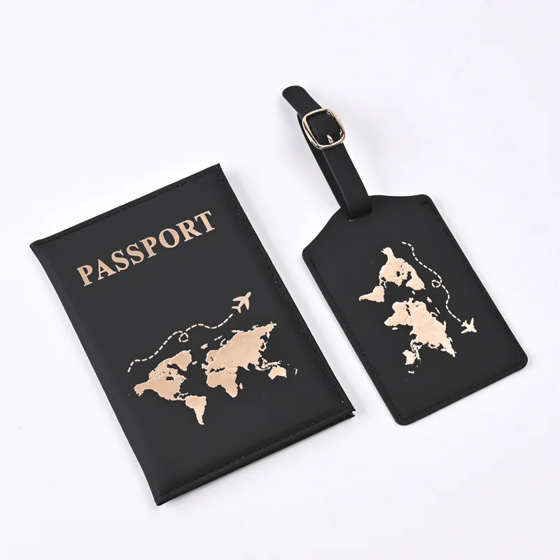 

2pcs/set Women Passport Holder Case Women Men Travel Passport Protective Cover Bags Luggage Tags Bags Pink Travel Accessories