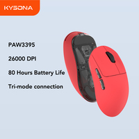 Kysona Aztec Red PAW3395 Wireless Gaming Mouse 55g Ultra-Light 26000DPI 6 Buttons 90 Million Optical Computer Mice For Laptop PC