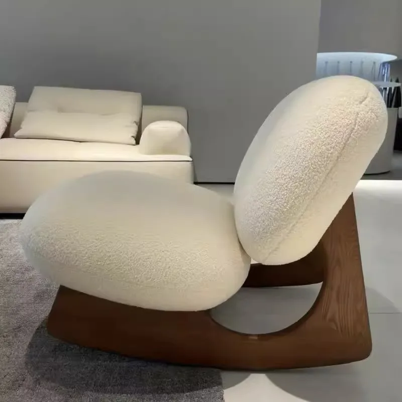 

Designer leisure chair, wabi-sabi retro fabric L-shaped floor-to-ceiling lamb wool single sofa model room B & B