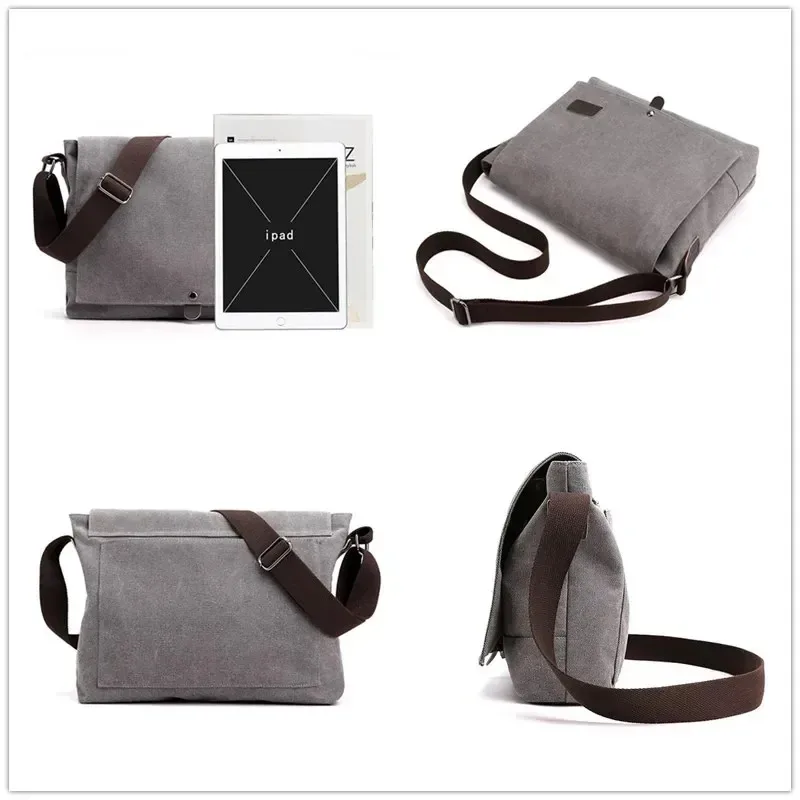Men's Crossbody Bags Canvas Shoulder Bag Messenger New Fashion Casual Solid Multi Function Portable Male