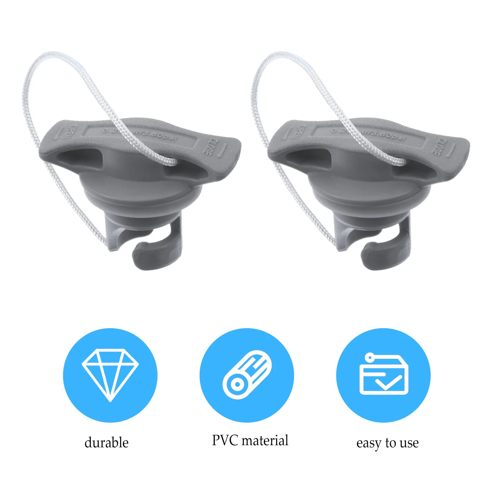 

2pcs 1.97" X 1.38" For Inflatable Boat Kayak Durable Pvc Valve Cap Portable Replacement Marine Accessories