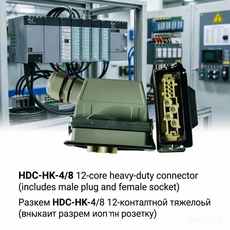 High current HDC-HK-004/8-12 Heavy duty Connector 12 pins Aviation Waterproof Plug Socket 80A + 16A / 500V  PG29