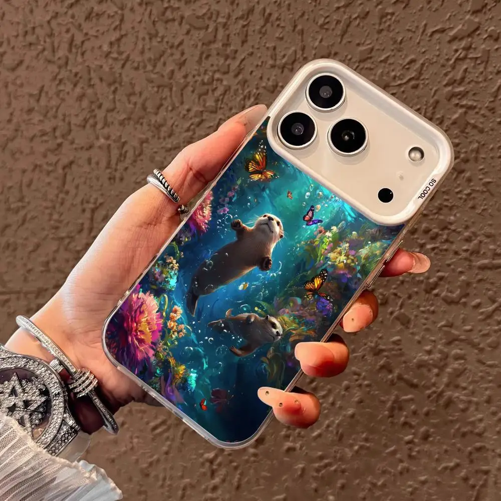 Casing ponsel motif air yang santai, cocok untuk iPhone 17 16 15 14 13 12 11 Pro/Max/Plus, anti jatuh dan tahan benturan.