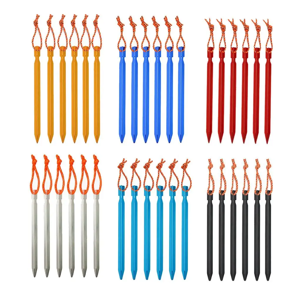 6 Pieces Tent Stakes, Camping Tent Pegs, 18cm Non-Rust Alloy Stakes Pegs for