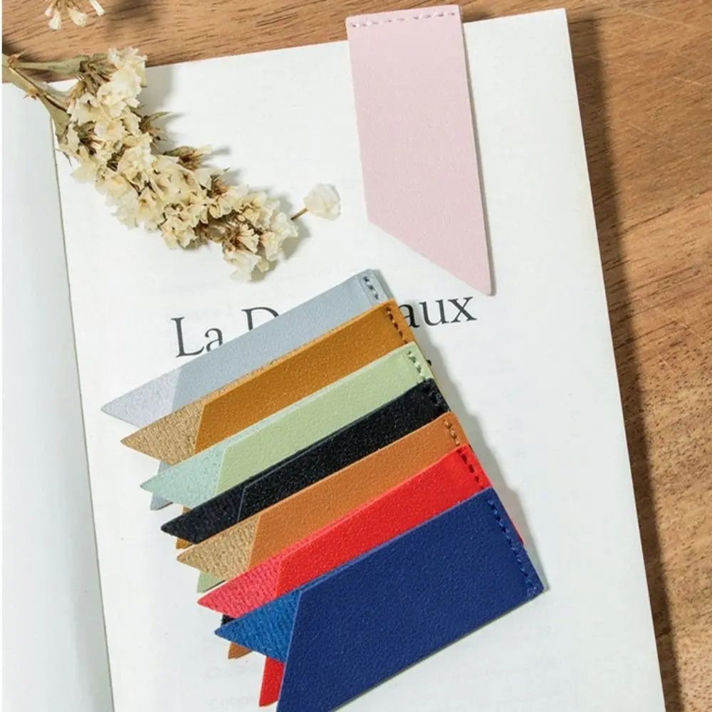 Reading Tool Vintage Leather Bookmark Individual Handmade Fold Bookmark Simple Design Waterproof PU Leather Label Lover