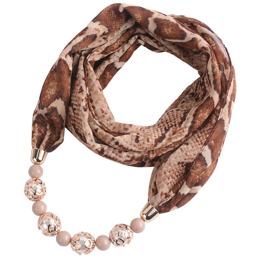 Hijabs léopard en mousseline de soie pour femmes, foulard pendentif, collier de déclaration, foulard de la présidence, accessoires pour femmes