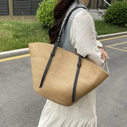 New Korean Straw Bags For Women Fashion Large Capacity Braided Shoulder Female Bag Summer Leisure Shopping Tote Handbags Bolsas