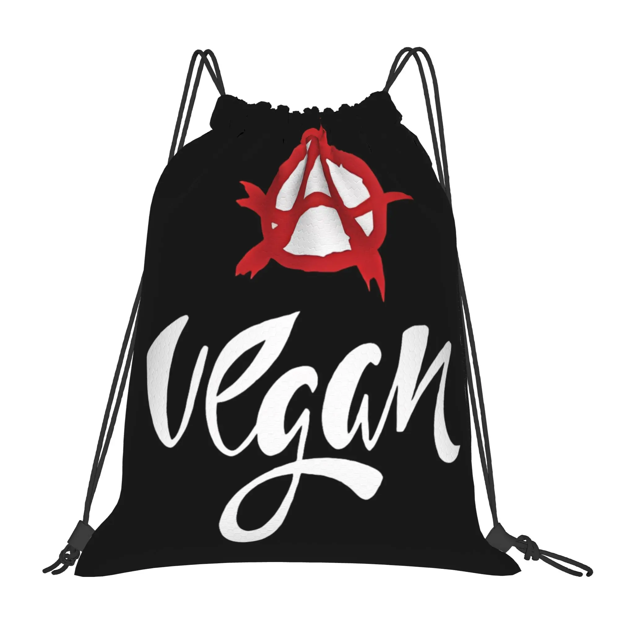Anarchy Vegan Foodie Anarchy Bolsas portátiles con cordón para viaje, mochila para montar a caballo, mochilas de almacenamiento para gimnasio