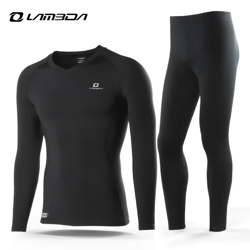 Lambda Autumn and Winter Thermal Fleece Underwear Bicycle Cycling Clothing Wicking Exercise Running Outfit Men