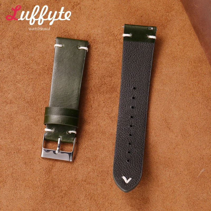 

Black Brown Leather Watch Strap 18mm 20mm 22mm Wristwatch Bracelet Oil Wax Discoloration Quick Release Smartwatch Band