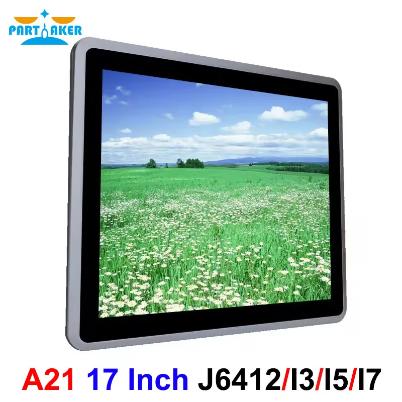 Partaker 17 Cal przemysłowy IP65 Panel przedni PC I7 10810U I5 10310U J6412 z TPM2.0 RS232 DDR4 2 x komputer z ekranem dotykowym LAN