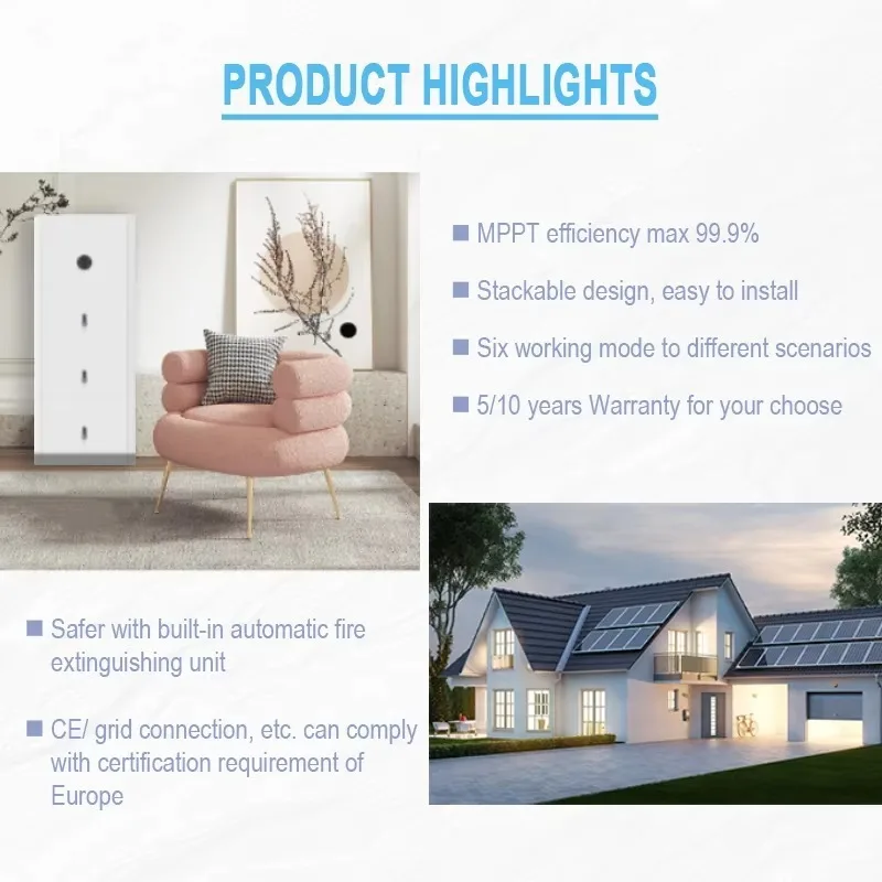 OEM ODM Residential Battery Energy Storage System with Solar Inverter, App Monitoring, and Safety Protection