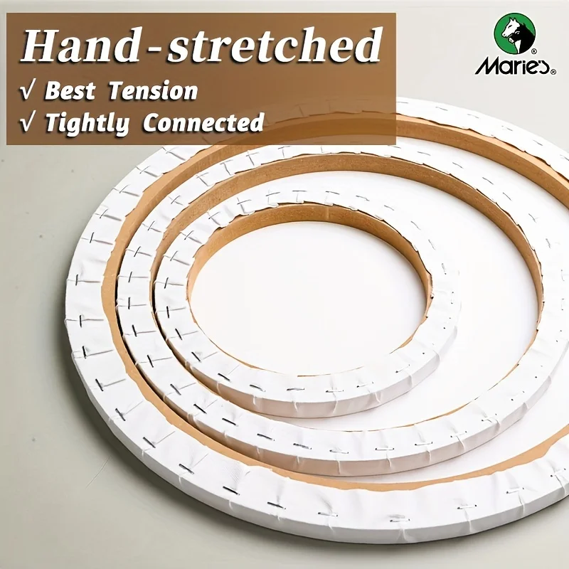 2pcs 8,12,16,20inch Marie's Art Round Canvases Bulk for Painting,White,Blank Stretched Prepared Framed Boards for Oil,Acrylic