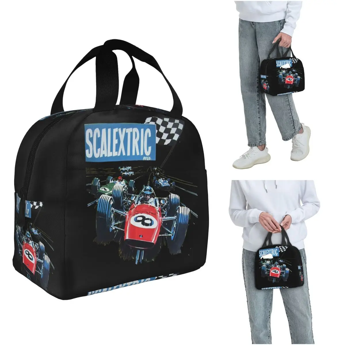 Bolsa de almuerzo aislada clásica Scalextric para mujeres y niños, cajas de comida portátiles, bolsa térmica para el almuerzo