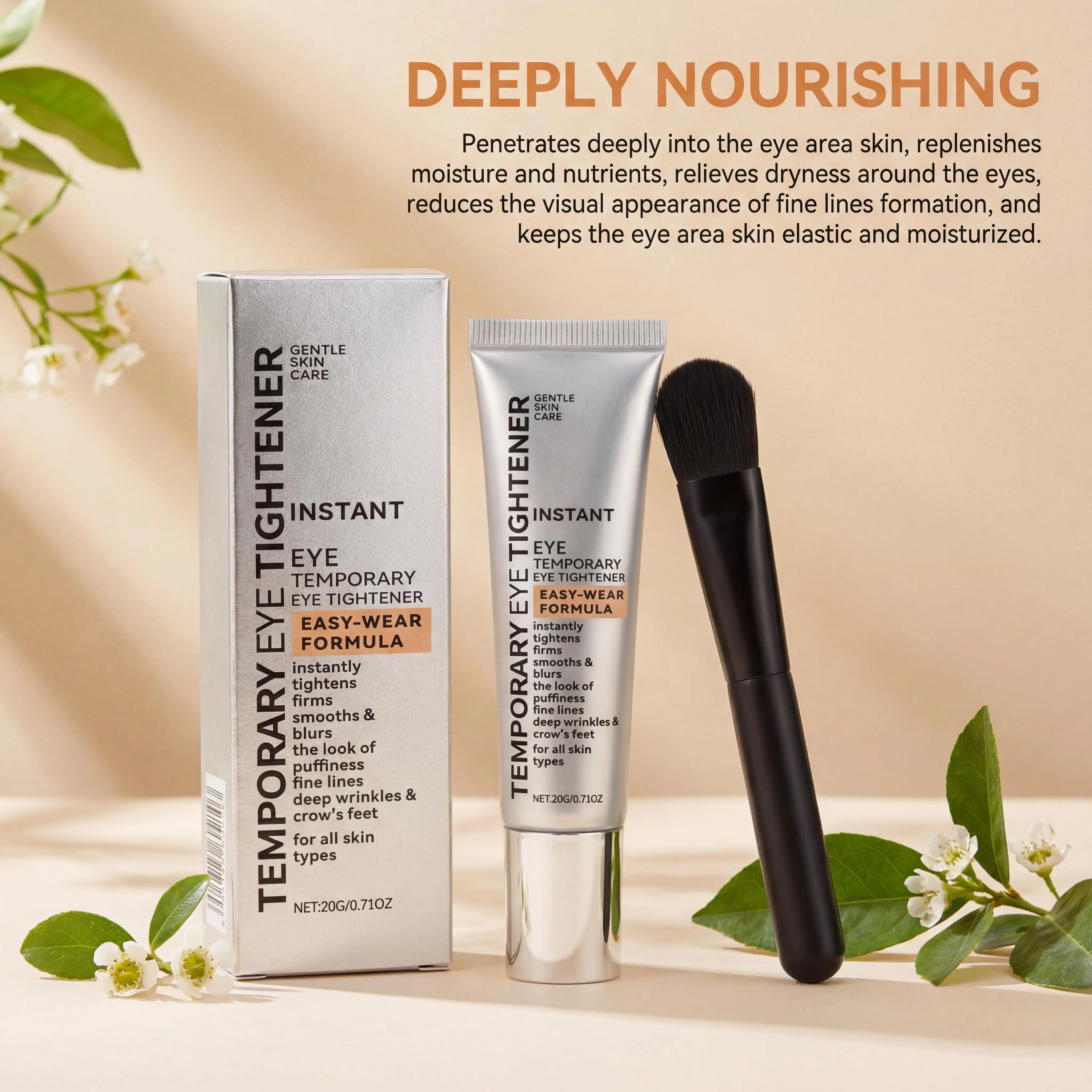 Augenstraffungscreme zur Sofortigen Reduzierung Feiner Augenlinien, Beseitigung Dunkler Augenringe, Straffung und Glättung von Augenschwellungen, Augenpflegecreme mit Pinsel – Detail 3