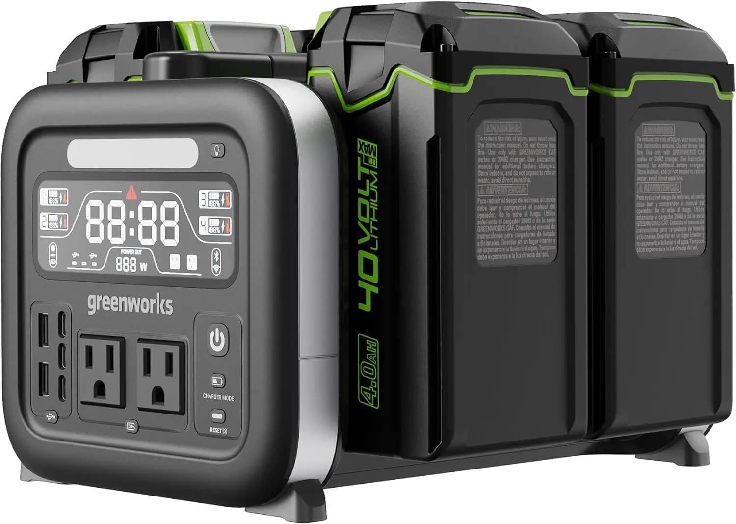 40V 500W Portable Power Station, 4-Slot Inverter, 2 AC Outlets, 5 USB Ports, Smart APP Control Power Generator, Outdoor Backup