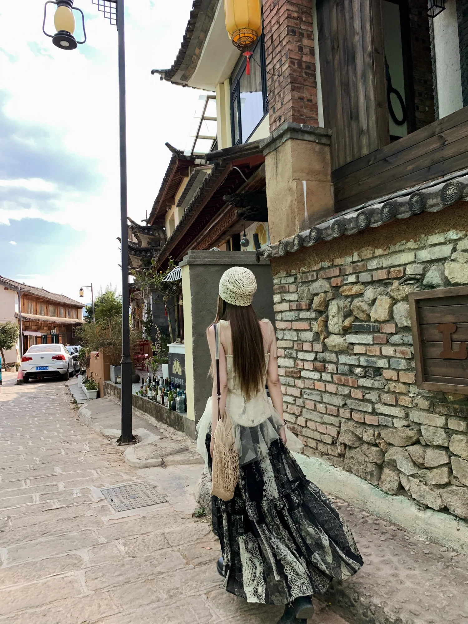 

Юбка макси с винтажным принтом Xiao Jun Jun Britney, женская летняя новинка, с завышенной талией, А-силуэт, из полиэстера, для повседневной носки