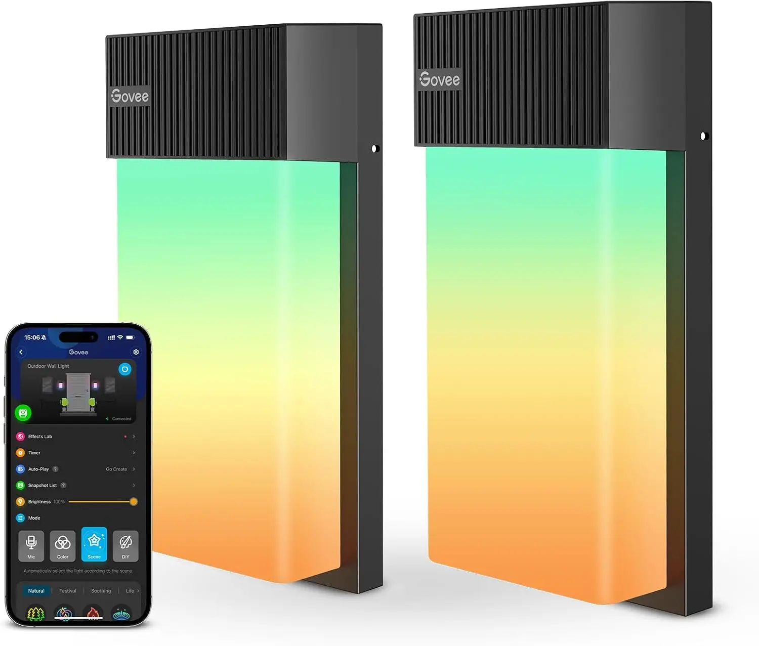 

Outdoor Wall Light, 1500LM Smart RGBIC Porch Lights Outdoor with 45 Scene Modes, IP65 Waterproof for Outdoor Decor, DIY Lighting