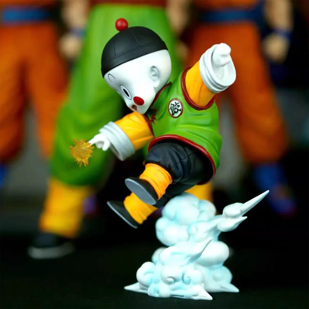 재고 있음 새로운 애니메이션 드래곤 볼 귀여운 피규어 Chiaotzu 액션 장면 장난감 GK 모델 컬렉션 데스크탑 장식 어린이 인형 선물