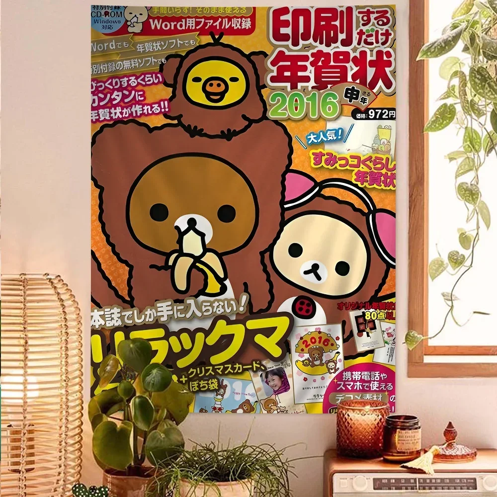 Japan Anime Cute Cartoon Rilakkuma Bohemian Tapestry Cheap Hippie Wall Hanging Bohemian Wall Tapestries Hanging Home Decor