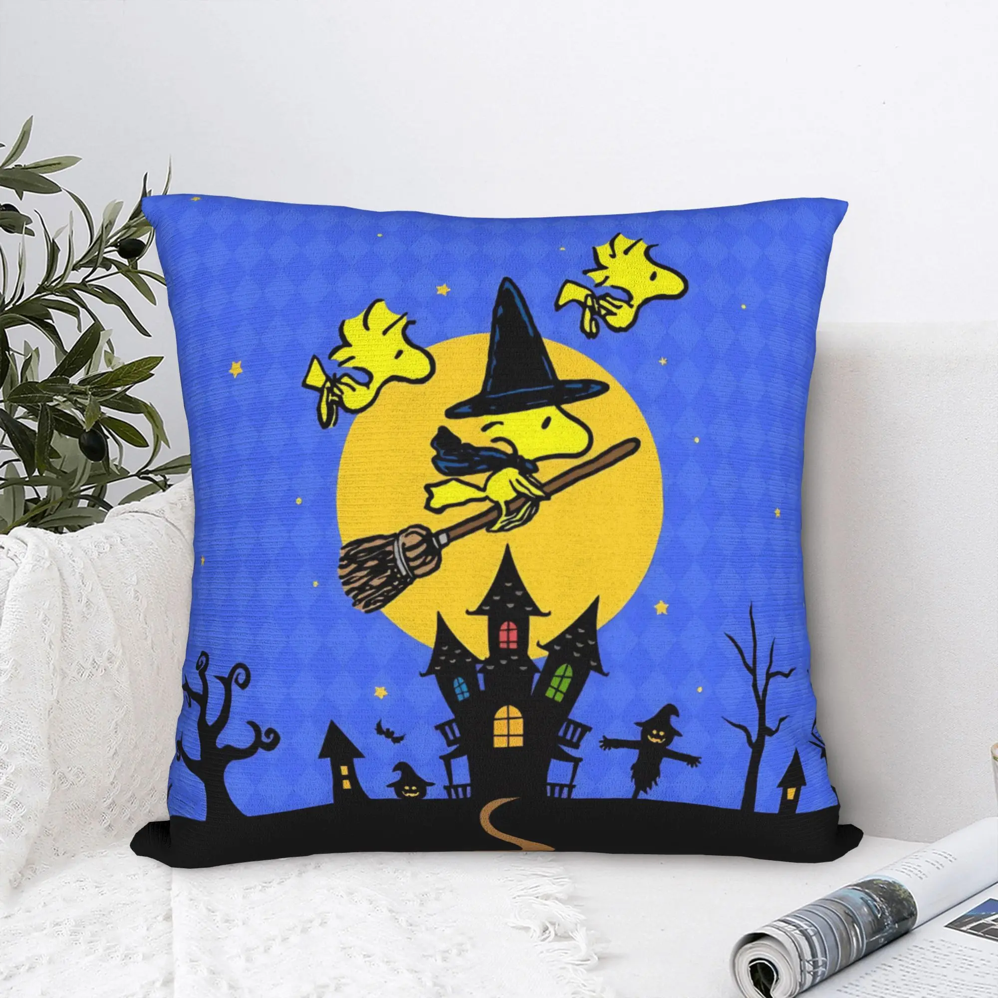 Halloween Snoopys Pillowcase Polyester Cushion Cover Gift Witch Pillow Case Cover Chair Zippered 40X40cm