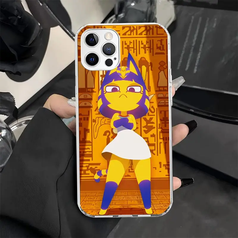 Cartoon Ankha Egypt Cat Phone Case Cover for iPhone 16 15 14 Plus 13 12 Mini 11 Pro Max X XS XR 7 8 + SE Apple Soft Shockproof S