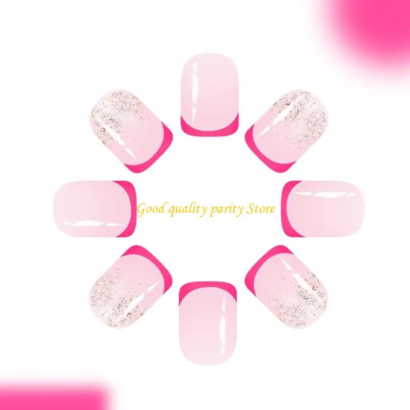 M4ya Rose Press On Square uñas falsas, brillo pegado en uña para decoraciones uñas