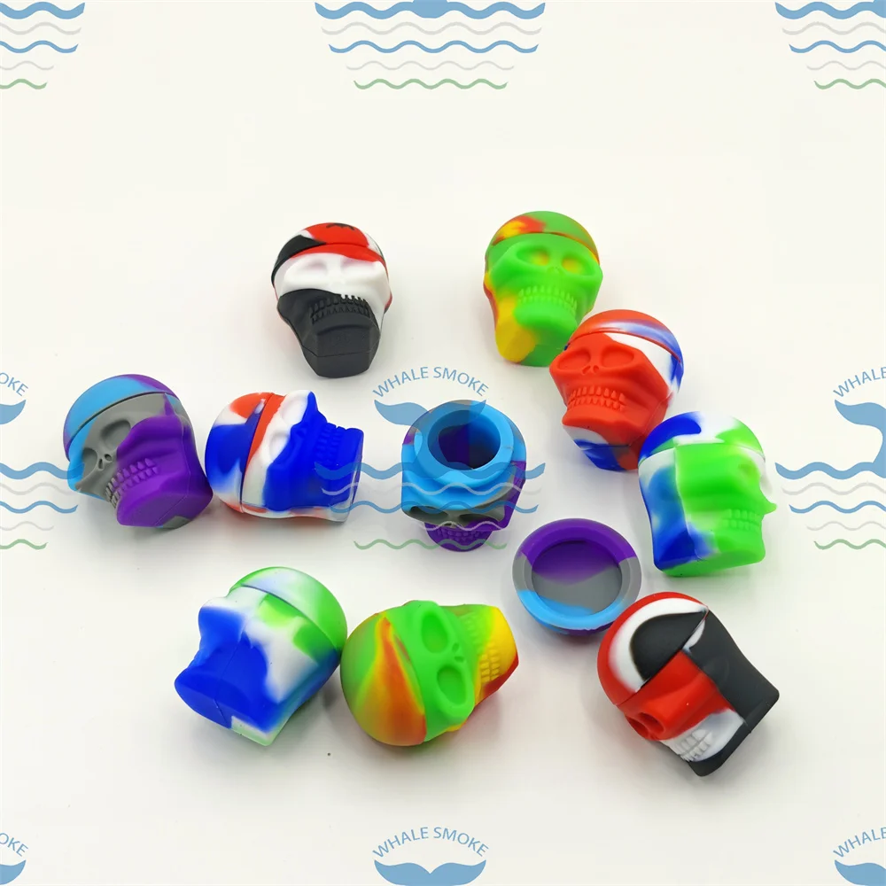 3ml Wax Jar Mini Silicone Storage Container Skull Shaped Mini Carrying Cream Balm Case Reusable No Stick Rubber Box