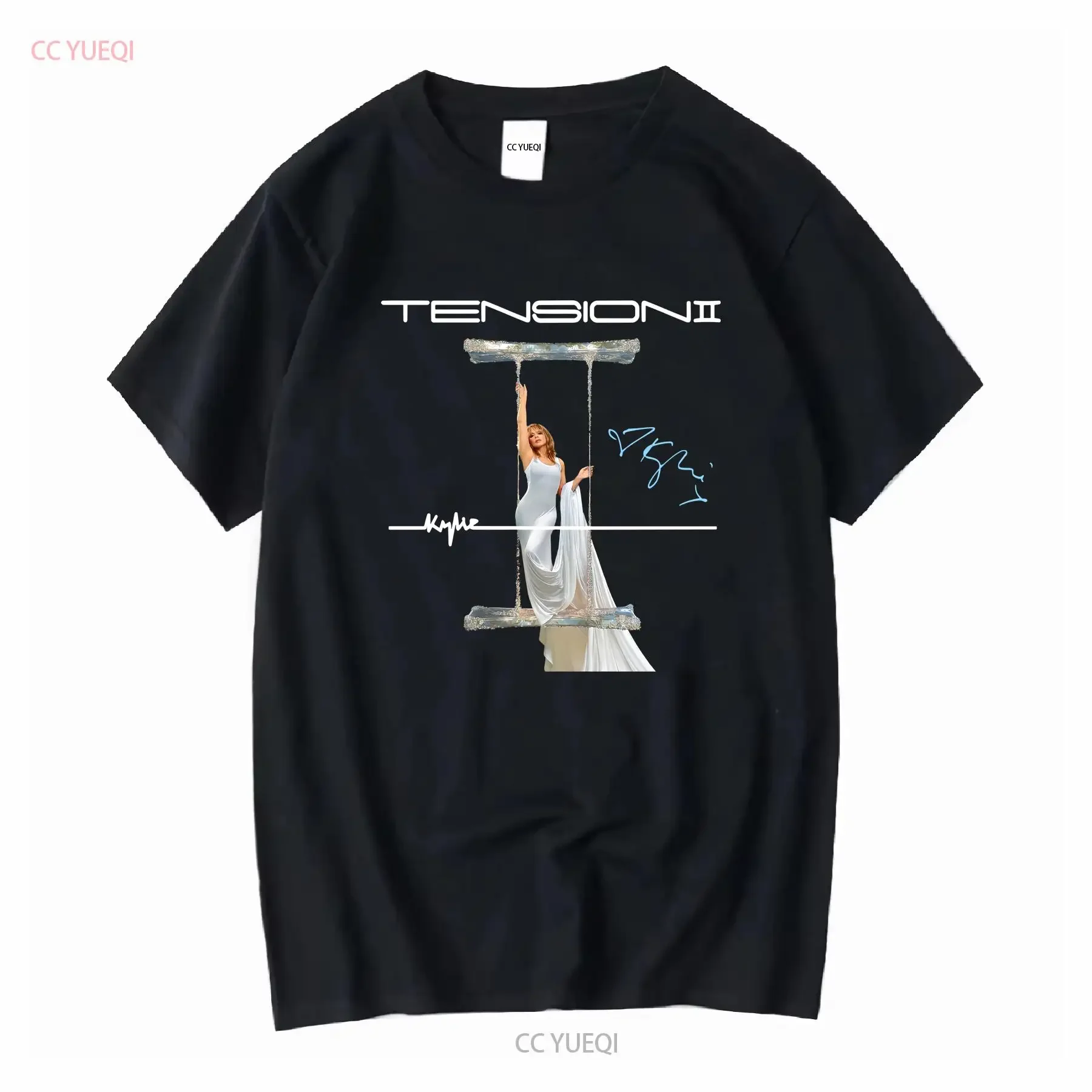 Kylie Minogue New Album Tension II Signed T Shirt Cotton vintage Washed Casual Versatile streetwear Stretched Breathable Unisex