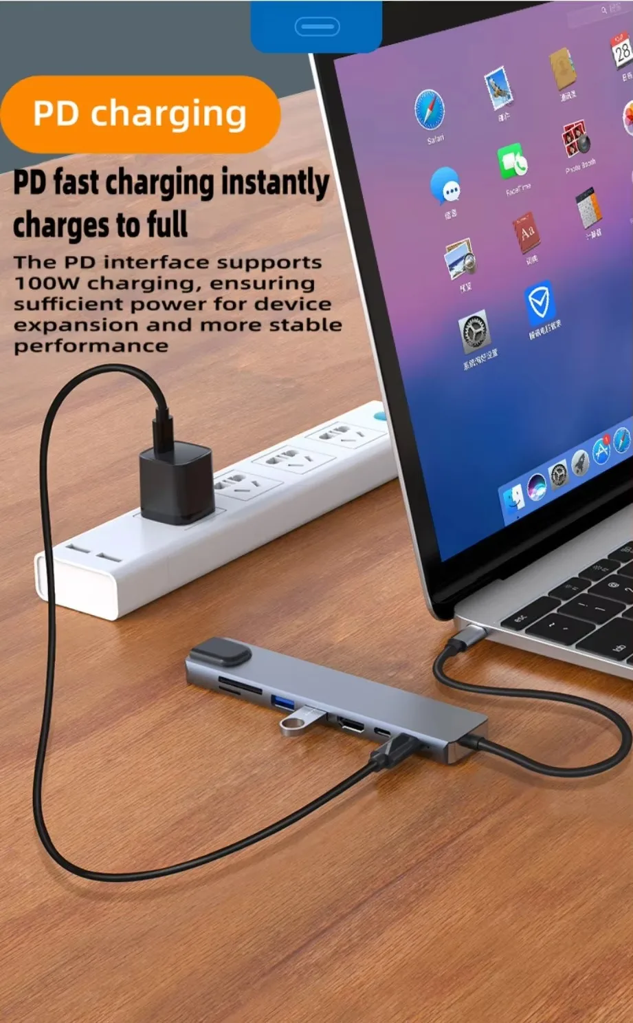 TABLLYUGE USB C Hub 8-in-1/7-in-1/5-in-1 Type C Expansion Dock Multi Function Adapter with PD Fast Charge for MacBook Laptop PC