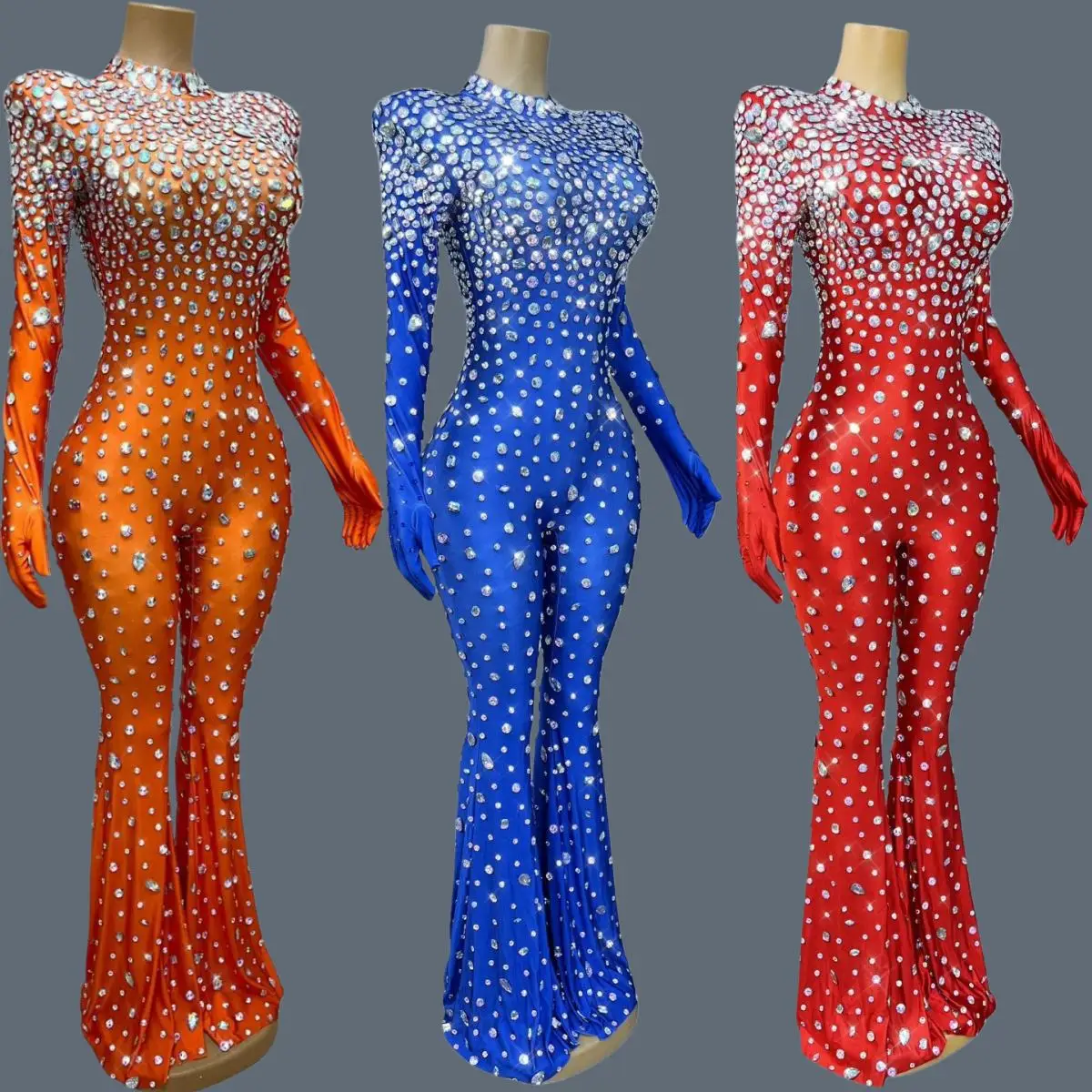 

Элегантный роскошный блестящий комбинезон, полностью расшитый кристаллами, облегающий, для выступлений певиц в ночных клубах, сексуальный наряд для танцевальных выступлений на сцене, Dashuijing