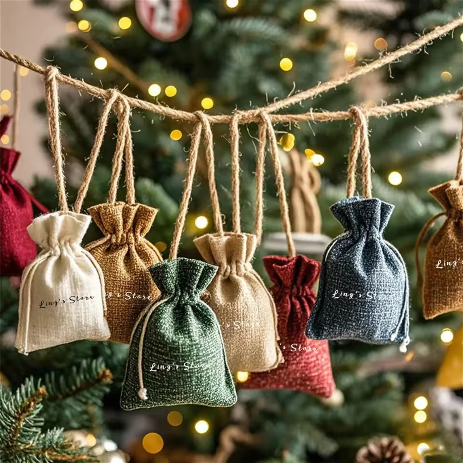

100Pcs Custom Logo Jewelry Packaging Linen Gift Bag with Drawstring Reusable Small Natural Burlap Jute Wedding Favors Gift Pouch