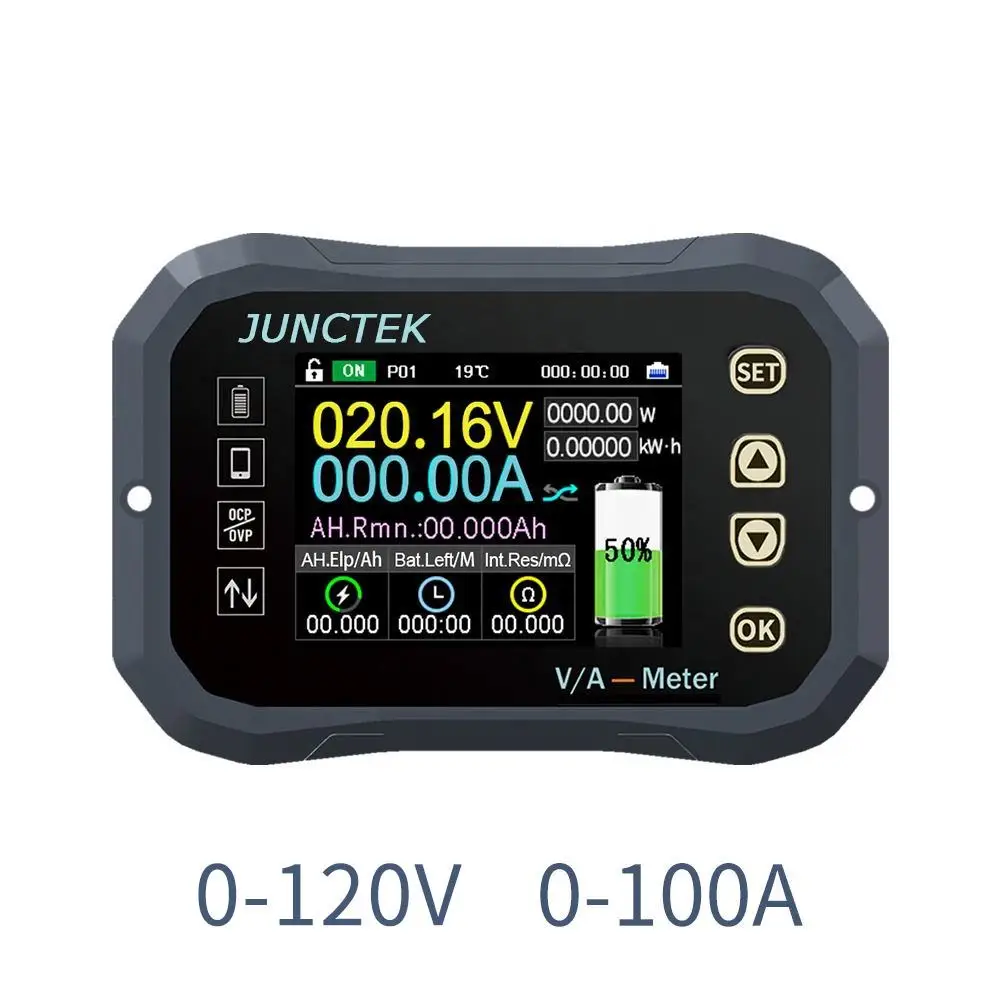 Monitor baterai Bluetooth KG140F DC 0-2. 120V 100A penguji baterai arus tegangan baterai Coulomb Meter alat indikator kapasitas