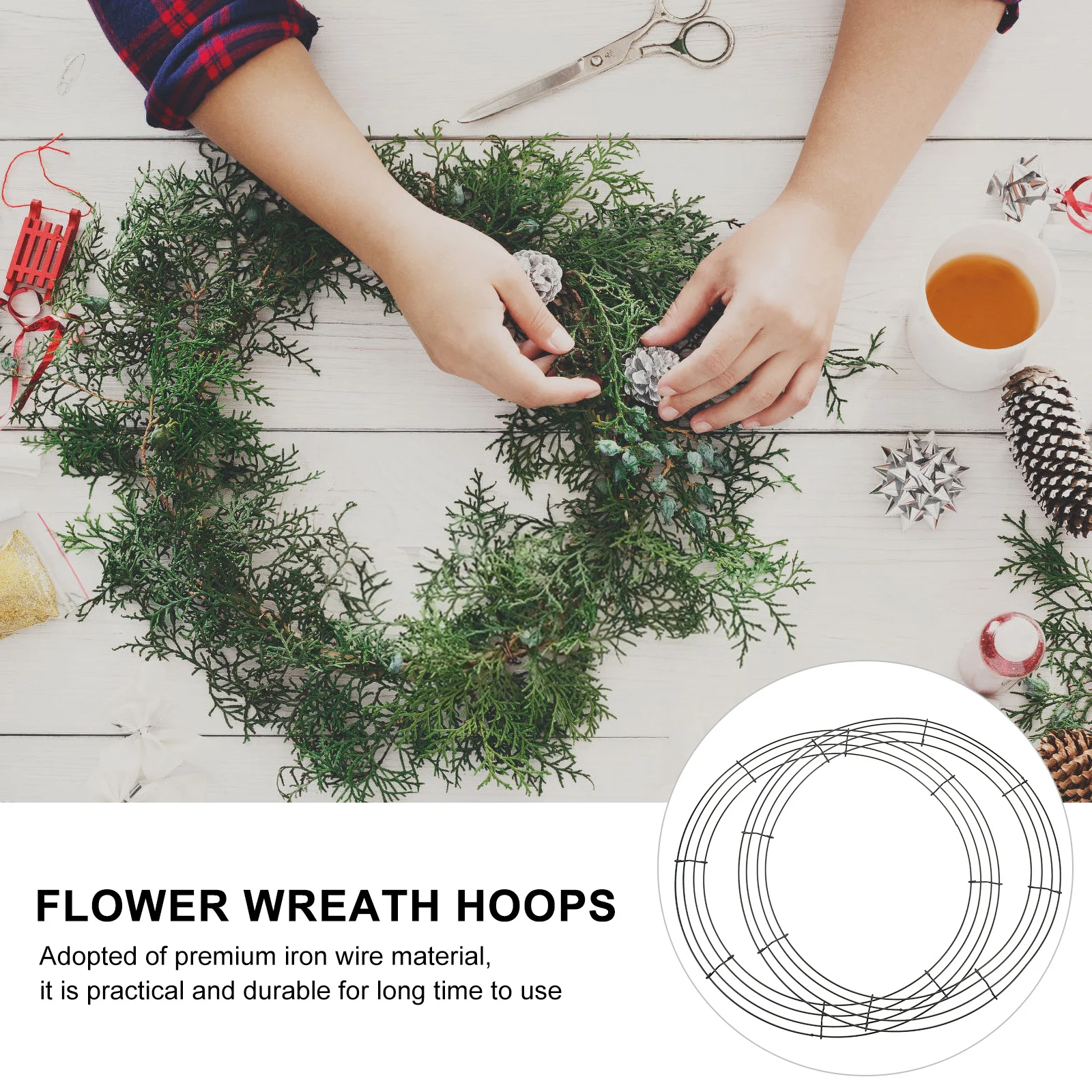 

2pcs Reusable Metal Wreath Making Rings For Diy Christmas Wreath Accessories Craft Garland Iron Frames Holiday Decor
